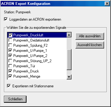 Screenshot 13: ACRON-Export-Einstellungen