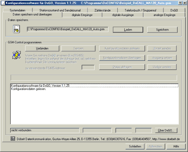 DxCONFIG - Daten speichern und übertragen