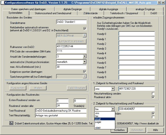 DxCONFIG - Systemdaten