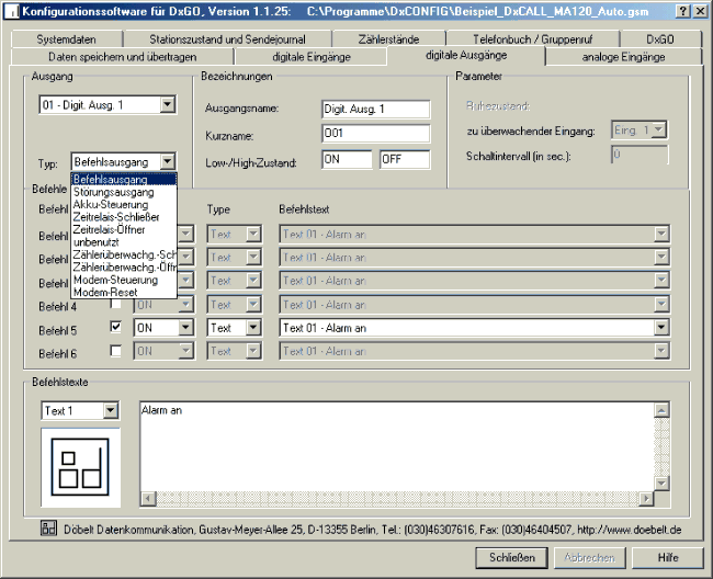 DxCONFIG - digitale Ausgänge