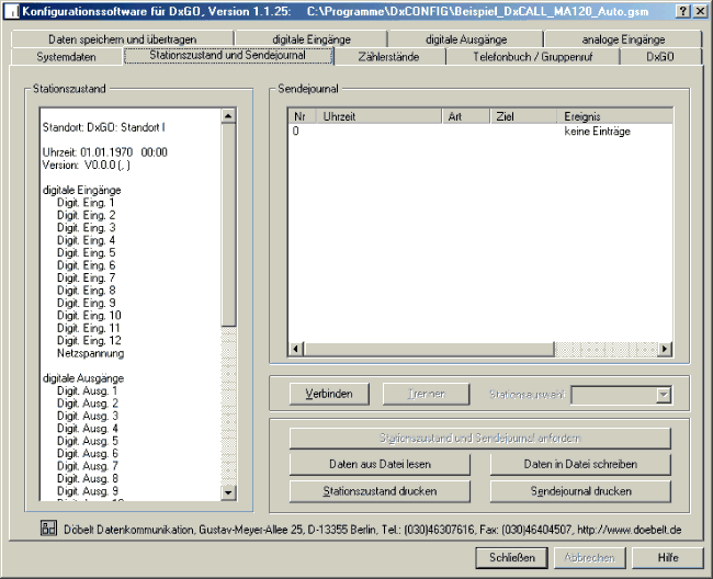 DxCONFIG - Stationszustand und Sendejournal