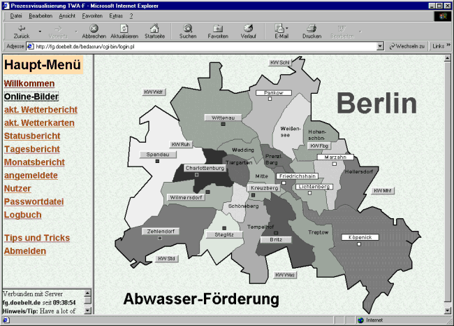 WebNET Screenshot: Geographische Übersicht