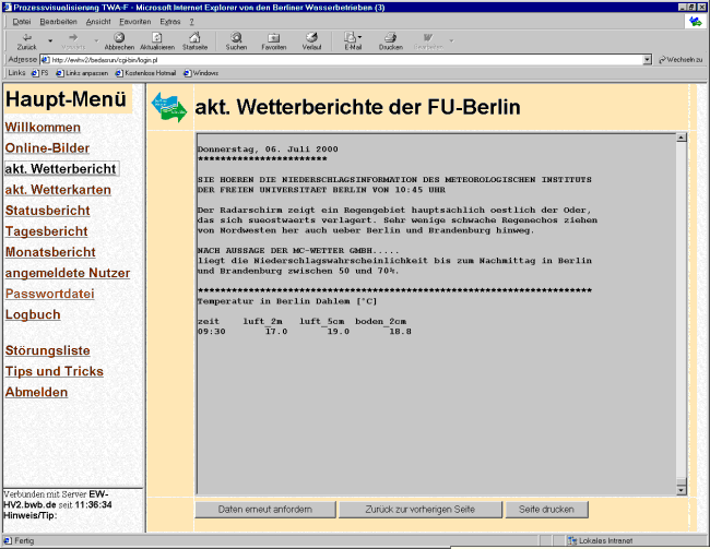 WebNET Screenshot: Informationsseite